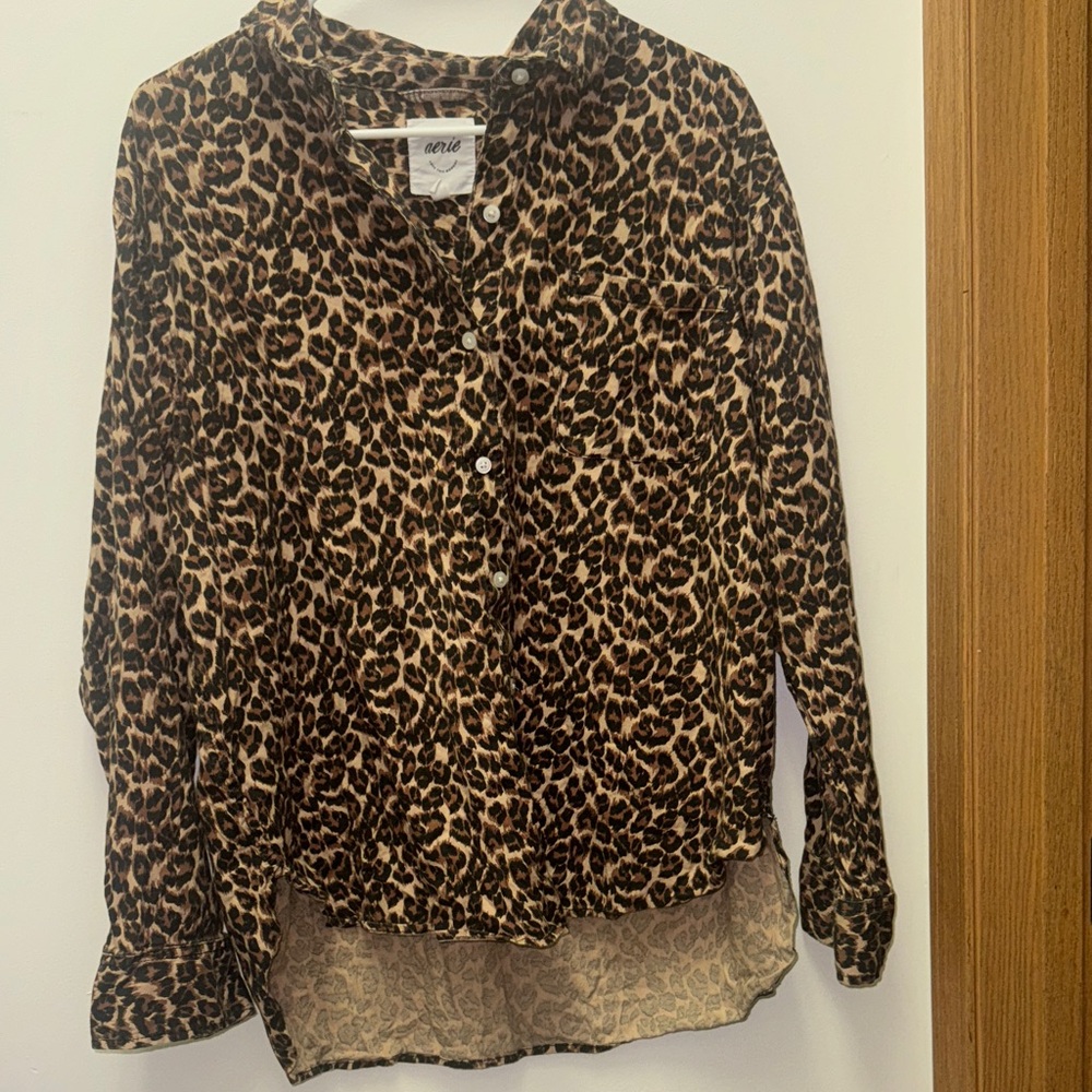 Aerie Cheetah Print Oversized Button Down size large